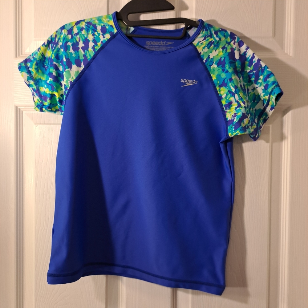 Speedo Athlete Streach Top Child XL or Women's S Short sleeve